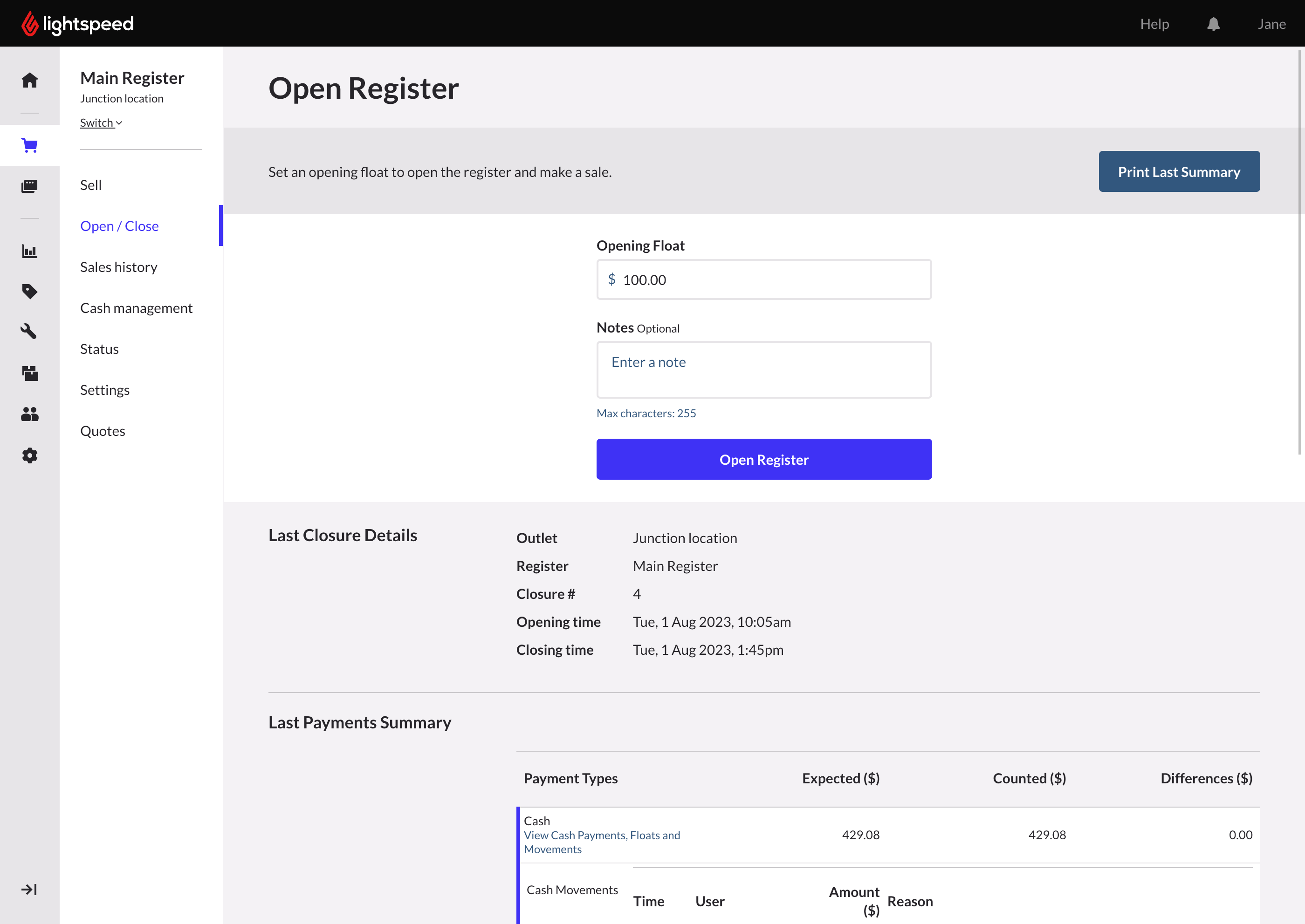 Open register page.